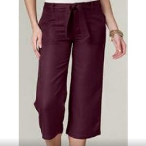 NWT Coldwater Creek Natural Fit Linen Twill Cropped Pants Size 18 Women’s Navy